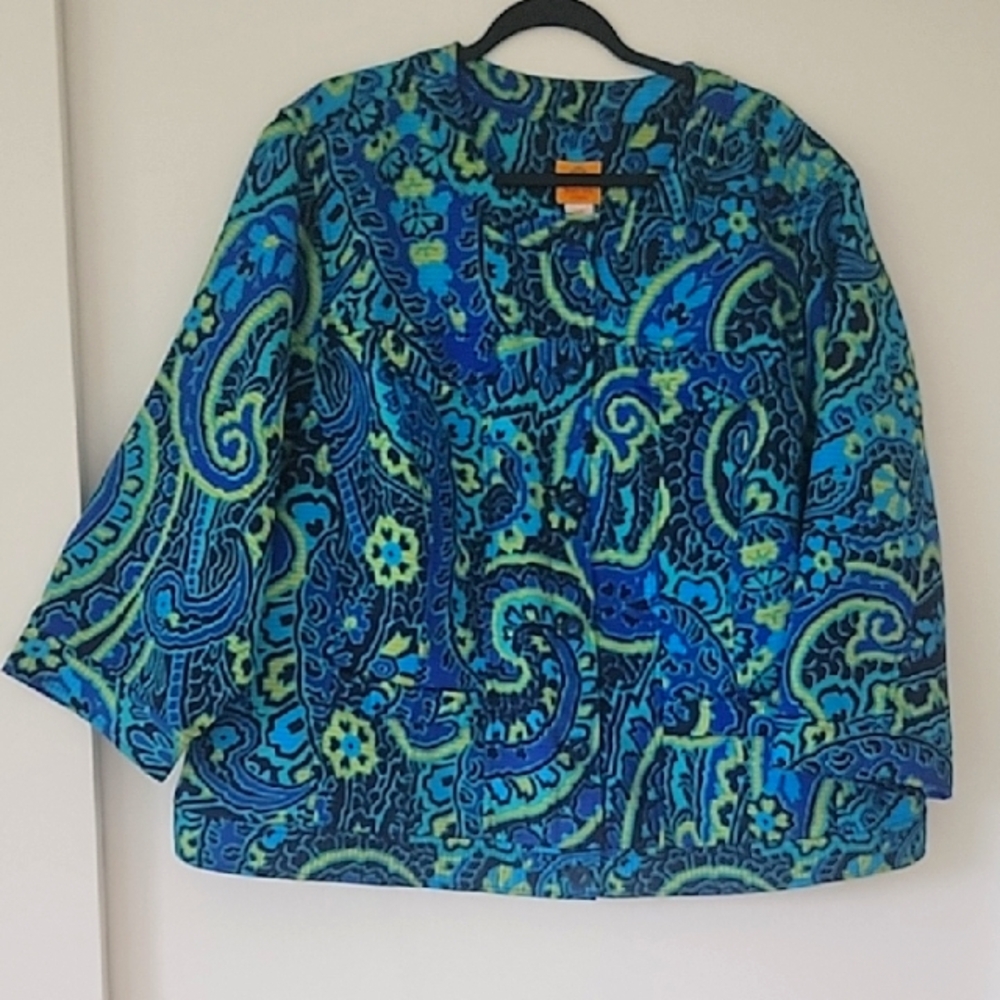 Ruby Rd. Jacket. Quilted Patterned Blue, Black, T… - image 1